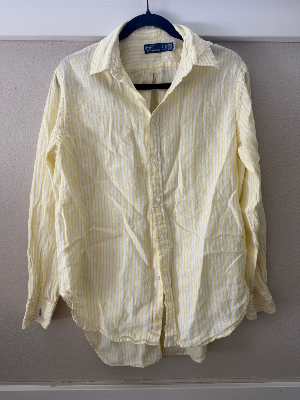 Polo by Ralph Lauren Yellow & White Striped Linen-Blend Button-Down Shirt